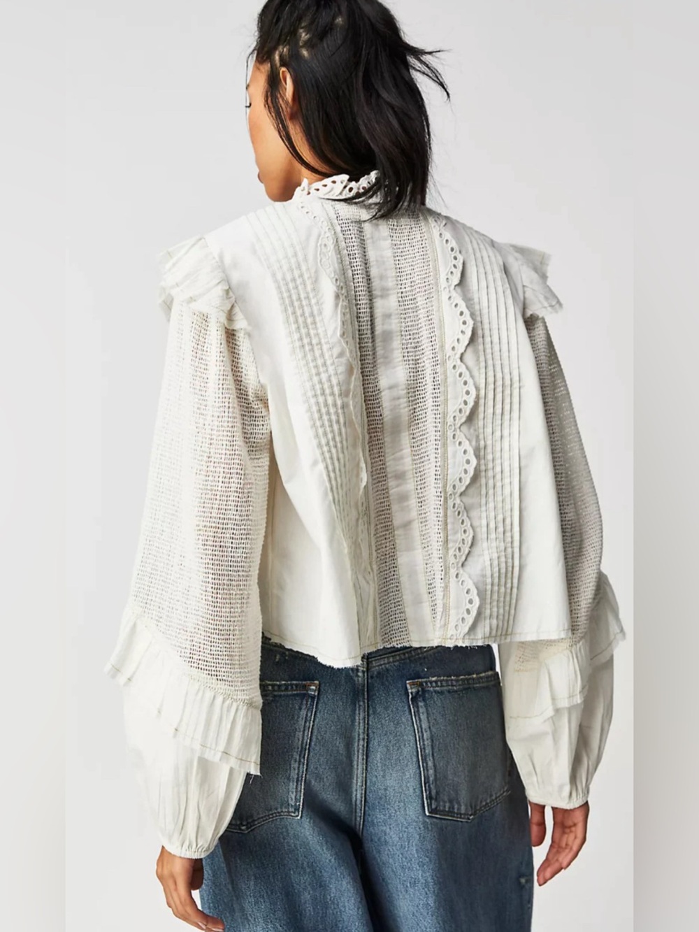 Free People Masai Mar Ruffle Blouse-Ivory Small ❤️SOLD OUT❤️ - Picture 3 of 8